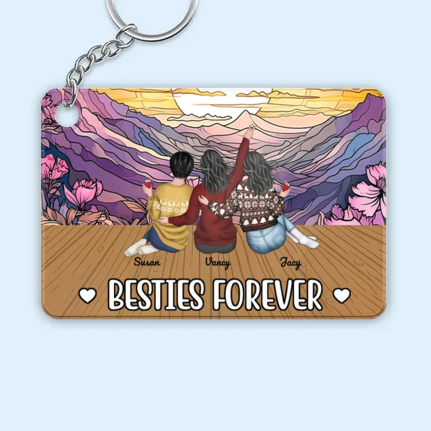 Besties Forever Personalized Ornament, Poster, Canvas, Keychain, Plaque, Pillow or Blanket, Wallet Card, Cup, Sign - A Perfect Gift for Sisters or Friends - Image 3