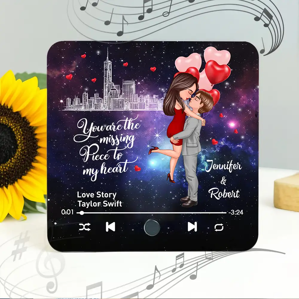 "You Are the Missing Piece to My Heart" Personalized Acrylic Music Magnet – Custom Couple Gift with Favorite Song
