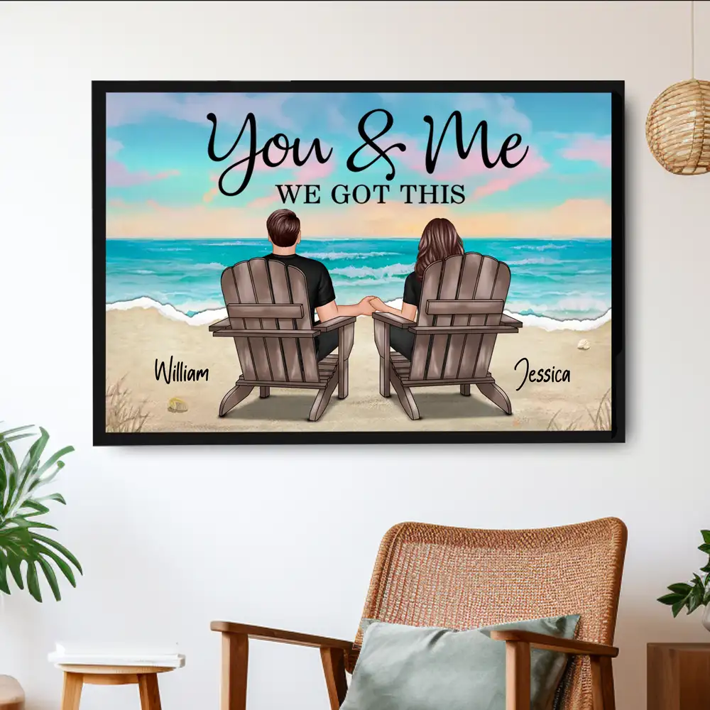 “You & Me – We Got This” Beach Poster – Personalized Names, Romantic Couple Artwork - Image 4