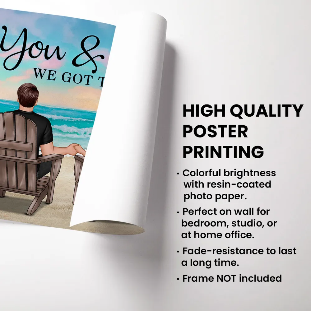 “You & Me – We Got This” Beach Poster – Personalized Names, Romantic Couple Artwork - Image 5