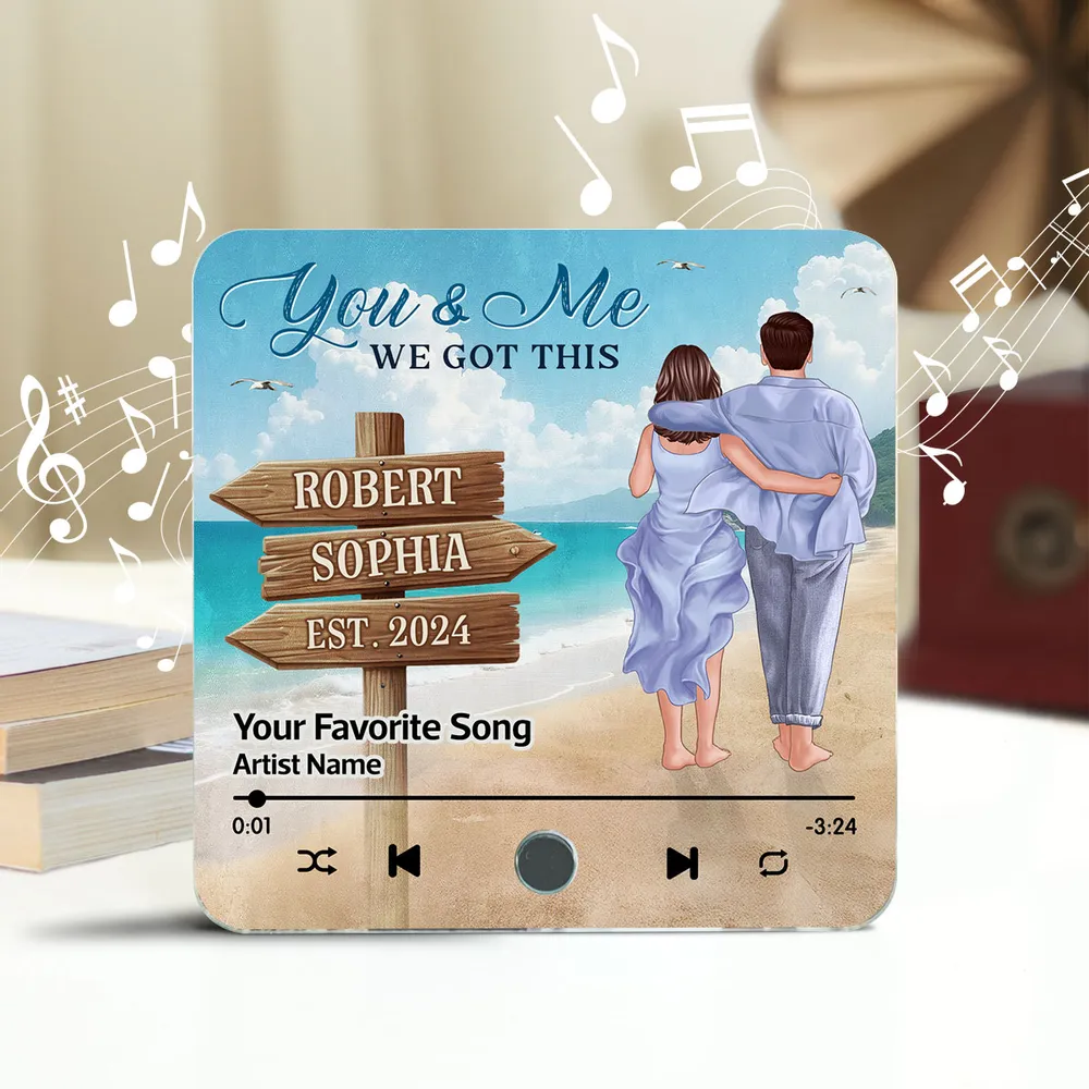 Romantic Beach Couple Music Magnet – You & Me Personalized Acrylic Keepsake, Wedding or Anniversary Gift - Image 5