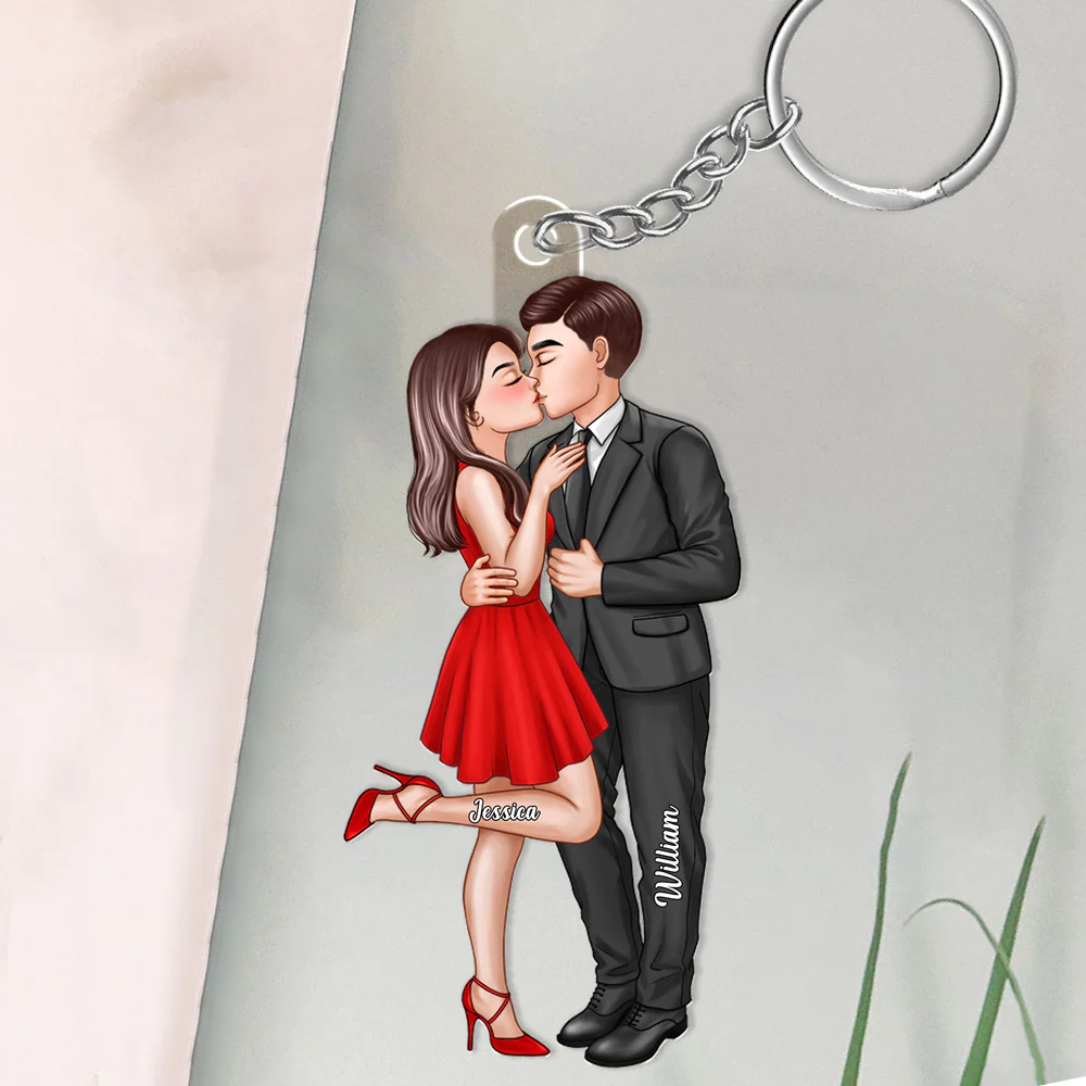 “Kissing Couple Acrylic Keychain – Custom Mini Figurine, Romantic Gift for Boyfriend & Girlfriend” - Image 5