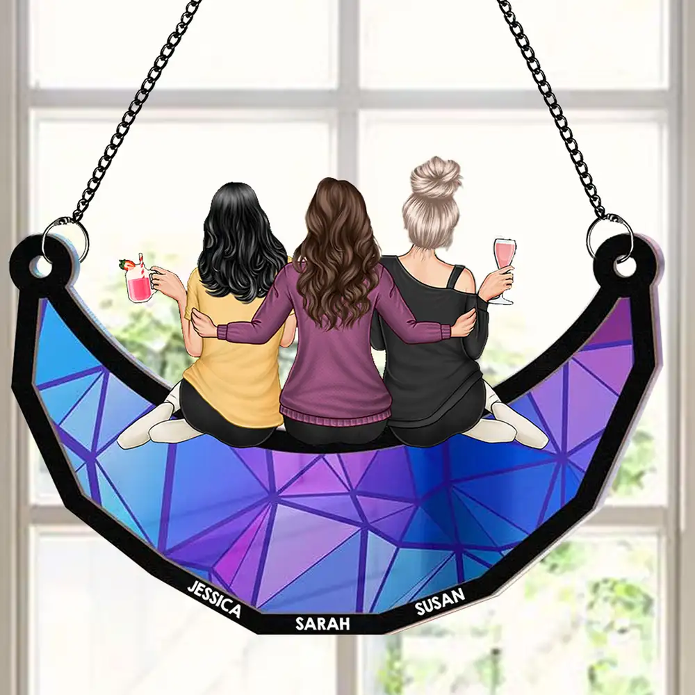 Best Friends Forever Wood & Acrylic Layered Ornament – Custom Gift with Names & Friendship Design - Image 2