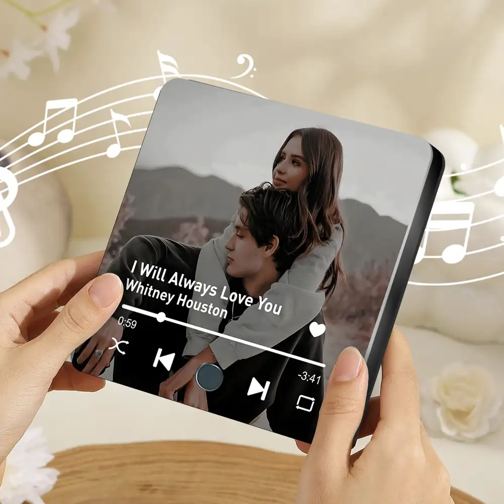 “Our Love Song – Custom Acrylic Music Magnet with Photo & Spotify-Style Player, Romantic Gift for Couples” - Image 6