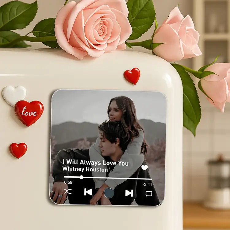 “Our Love Song – Custom Acrylic Music Magnet with Photo & Spotify-Style Player, Romantic Gift for Couples” - Image 7
