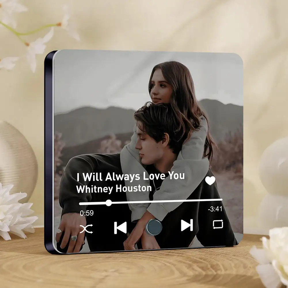“Our Love Song – Custom Acrylic Music Magnet with Photo & Spotify-Style Player, Romantic Gift for Couples” - Image 8