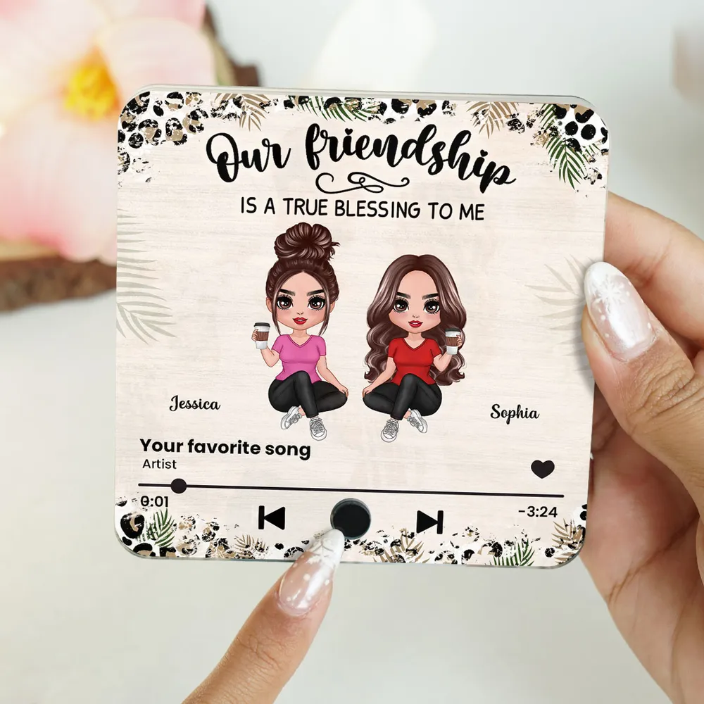 Our Friendship Is a True Blessing – Personalized Fridge Magnet with Music Player Design, Gift for Best Friends - Image 3