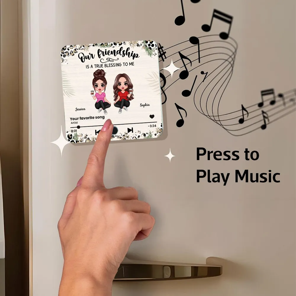 Our Friendship Is a True Blessing – Personalized Fridge Magnet with Music Player Design, Gift for Best Friends - Image 4