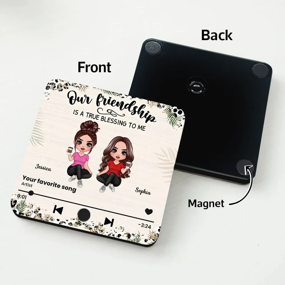 Our Friendship Is a True Blessing – Personalized Fridge Magnet with Music Player Design, Gift for Best Friends - Image 5