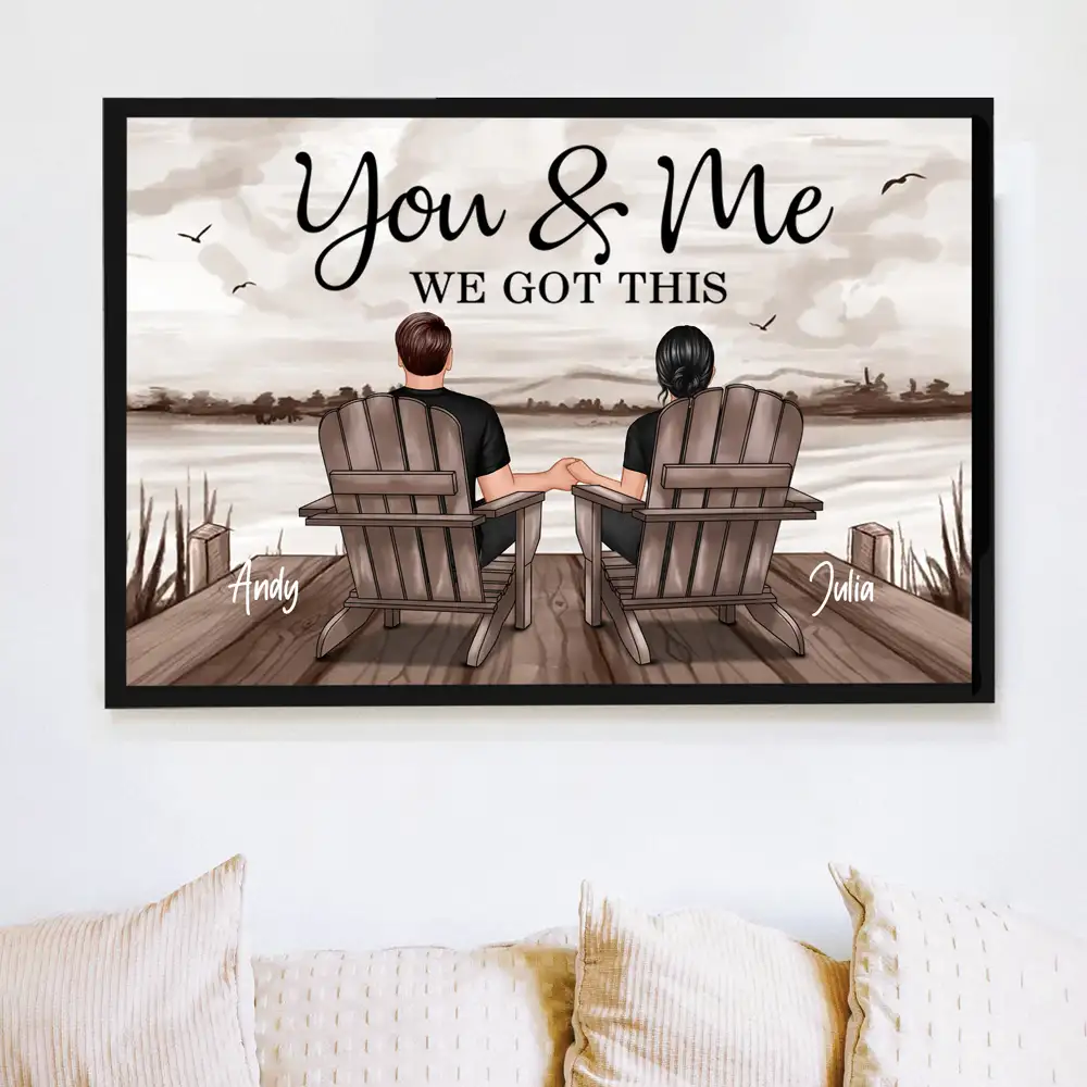 “You & Me – We Got This” Custom Beach Poster – Personalized Names, Couple on the Beach, Perfect Gift - Image 2