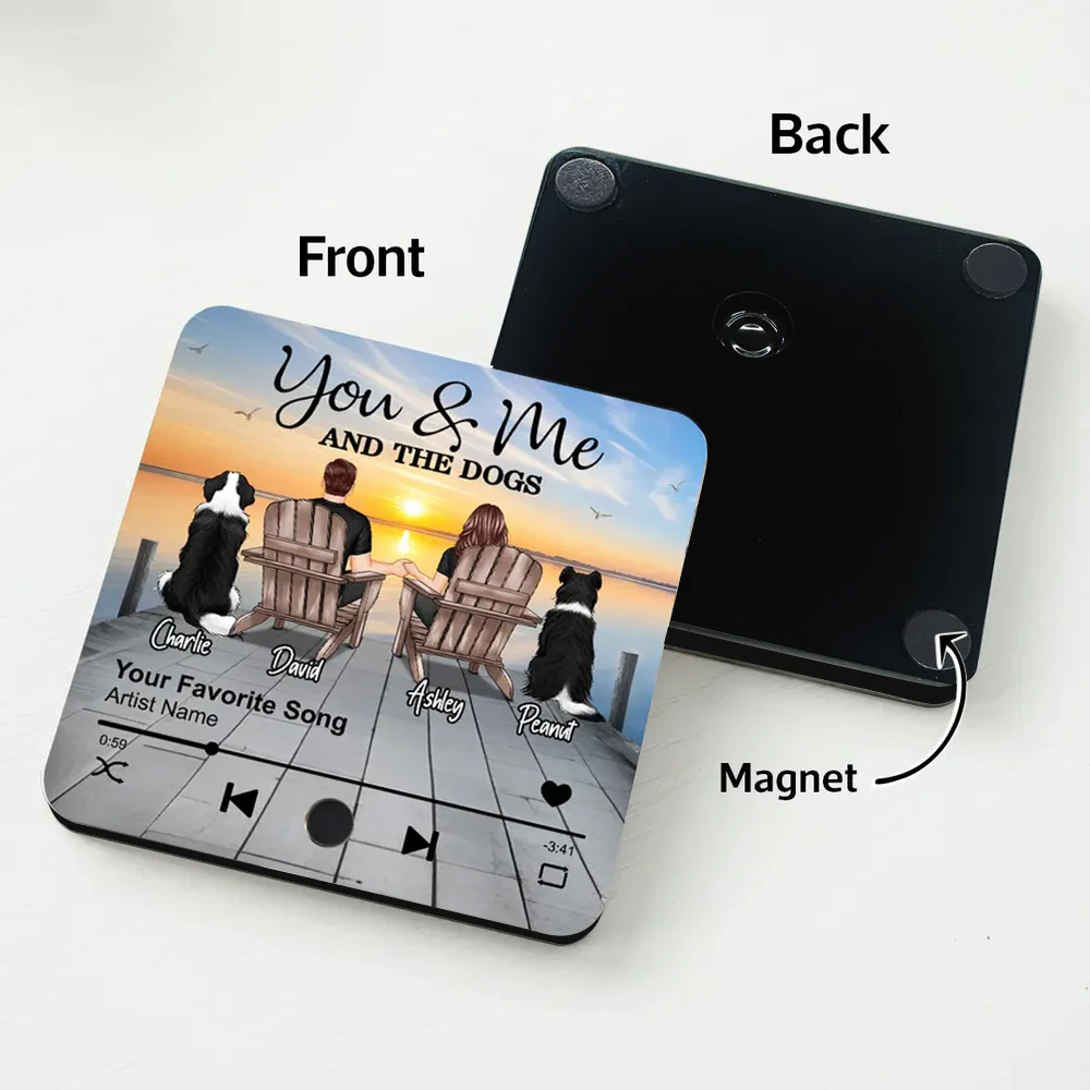 Couple You Me And The Dogs Cats Sitting On Lake Dock Personalized Music Fridge Magnet, Gift For Couple, Dog Lovers, Cat Lovers, Pet Lovers - Image 5