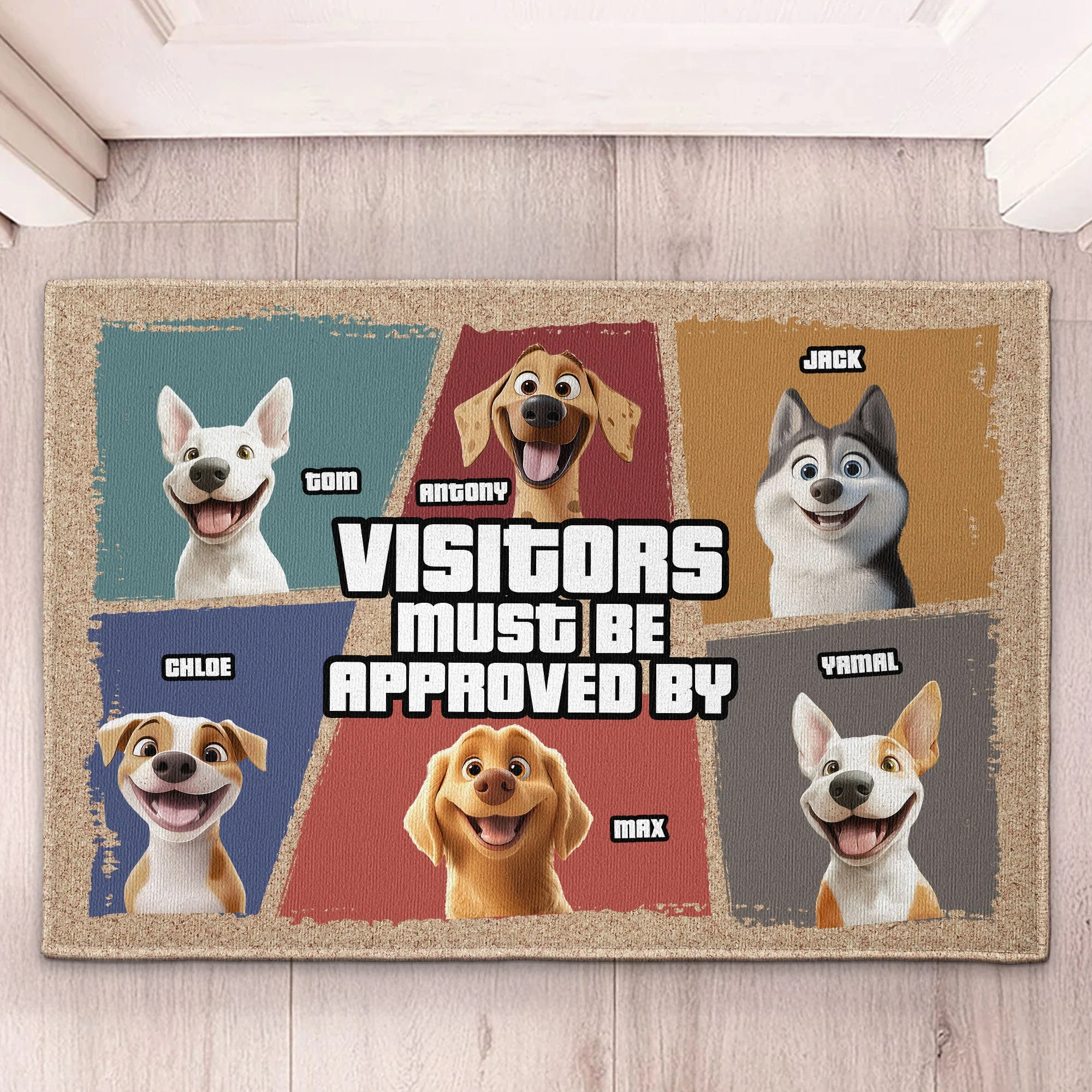 Visitors Must Be Approved By Funny Personalized Dog Doormat – Custom Pet Welcome Mat for Dog Owners - Image 3