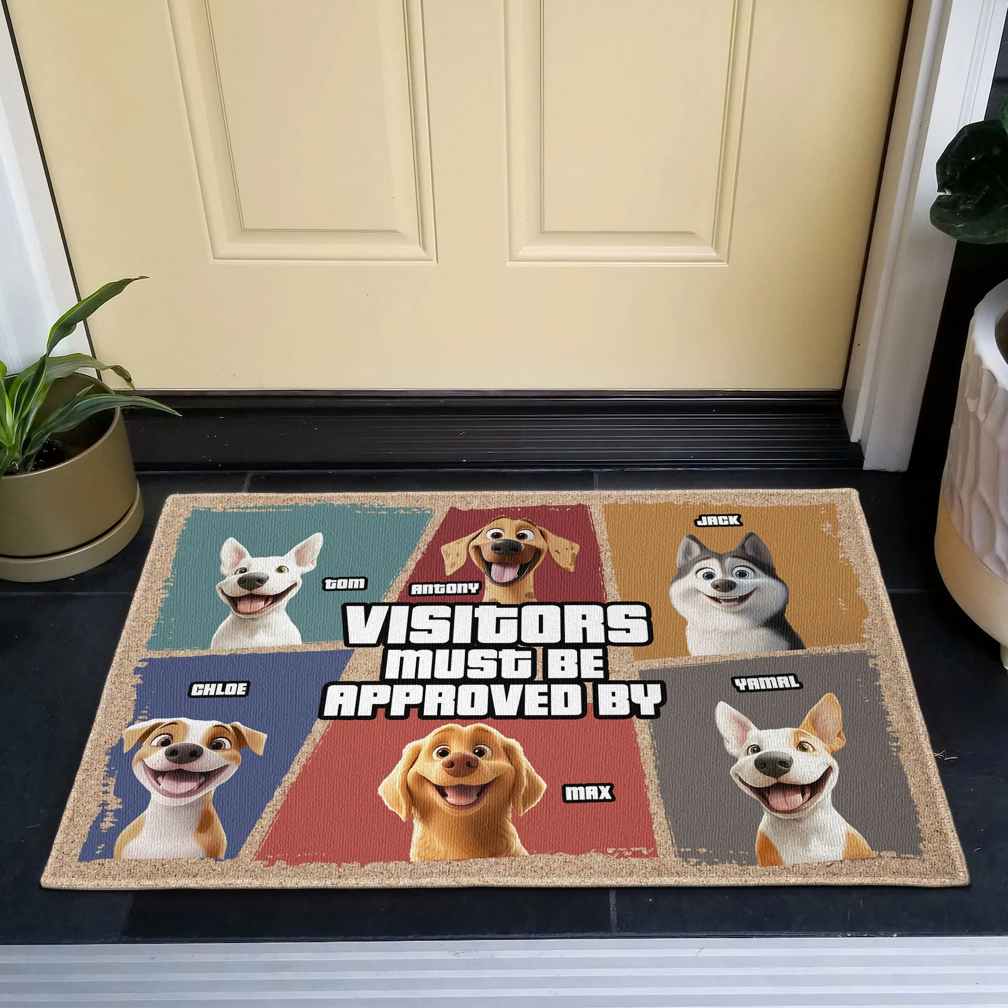 Visitors Must Be Approved By Funny Personalized Dog Doormat – Custom Pet Welcome Mat for Dog Owners - Image 5