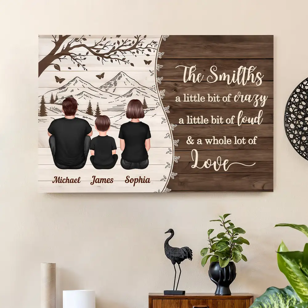 "A Little Bit of Crazy, A Whole Lot of Love" Personalized Mountain View Poster – Custom Family Wall Art
