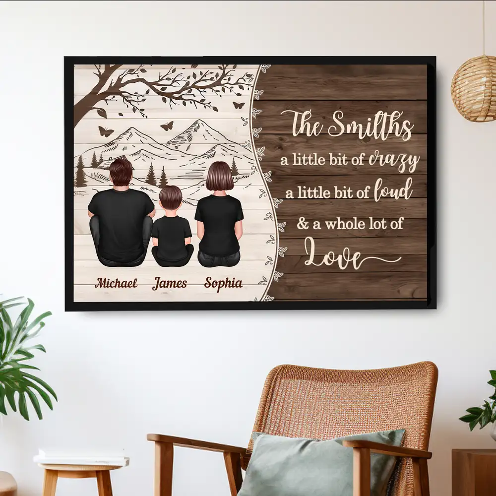 "A Little Bit of Crazy, A Whole Lot of Love" Personalized Mountain View Poster – Custom Family Wall Art - Image 2