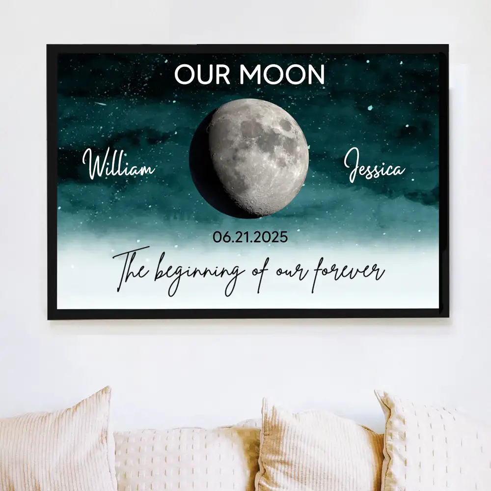 "Our Moon – Personalized Couple Poster for Lovers, Romantic Gift for Boyfriend or Girlfriend"