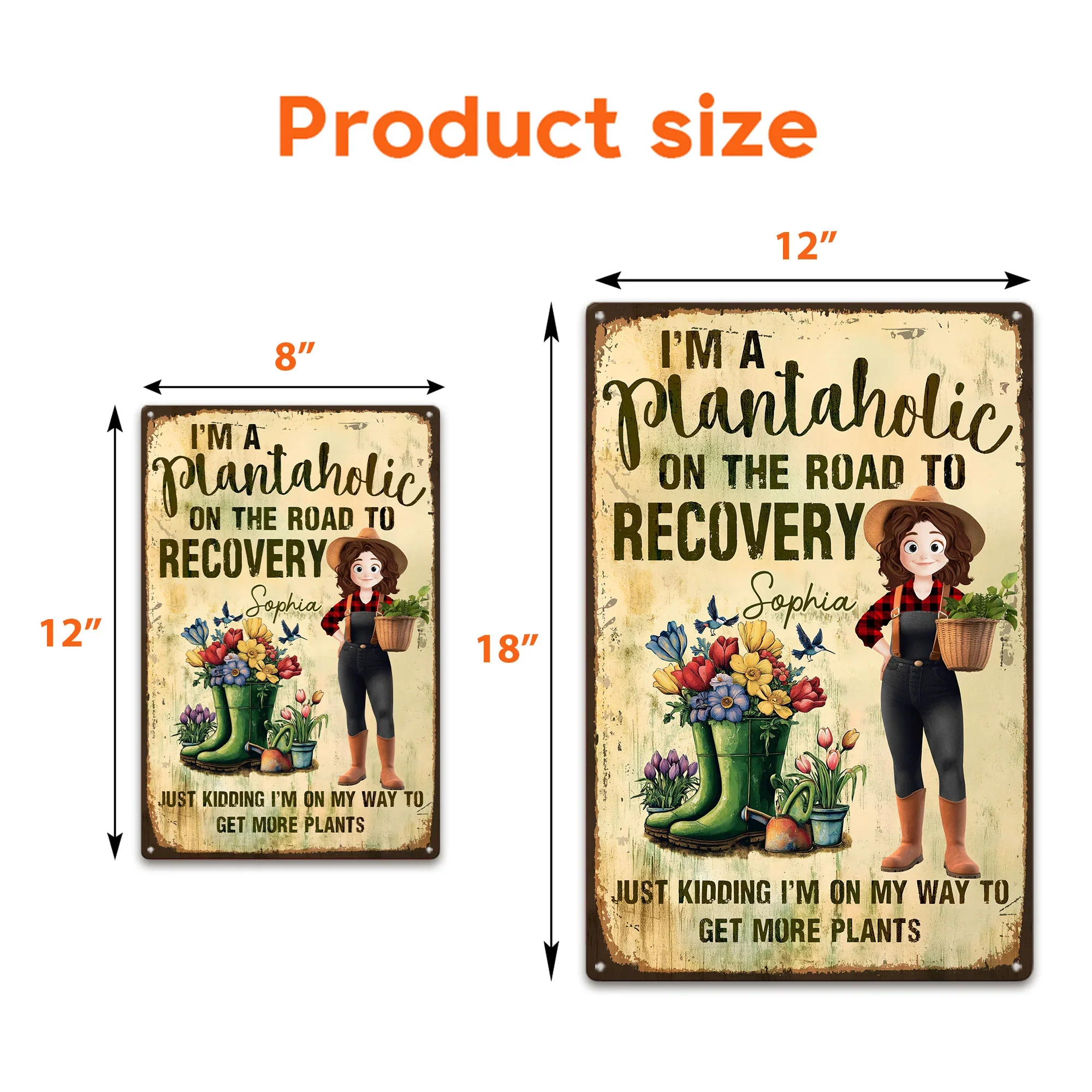Custom Garden Iron Sign – "Plantaholic on the Road to Recovery" Humorous Gift for Plant Parents - Image 4