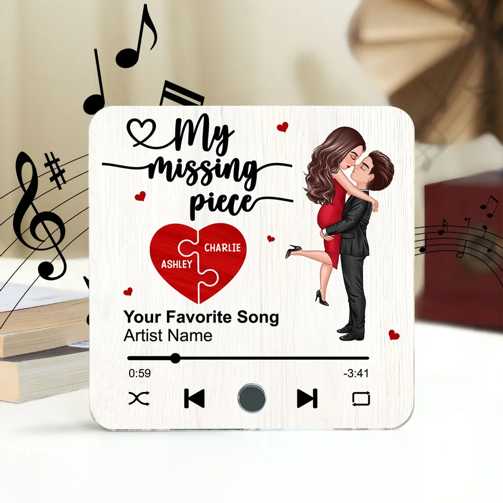 My Missing Piece Gift For Her Gift For Him Couple Kissing Favorite Song Personalized Music Fridge Magnet - Image 2