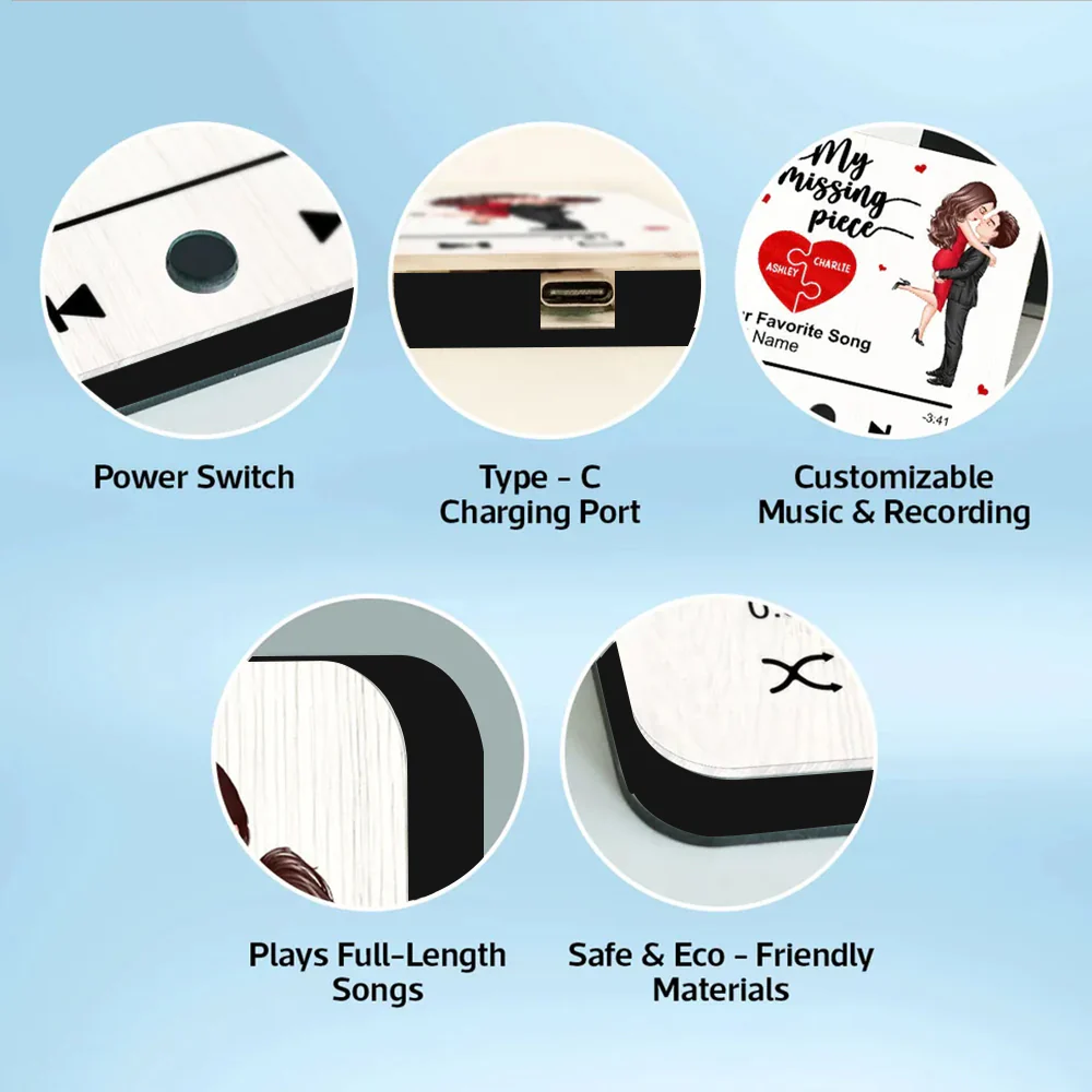 My Missing Piece Gift For Her Gift For Him Couple Kissing Favorite Song Personalized Music Fridge Magnet - Image 4