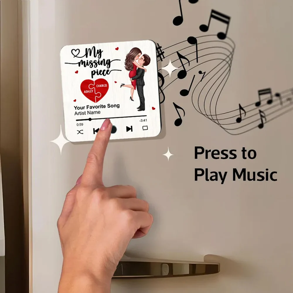My Missing Piece Gift For Her Gift For Him Couple Kissing Favorite Song Personalized Music Fridge Magnet - Image 6