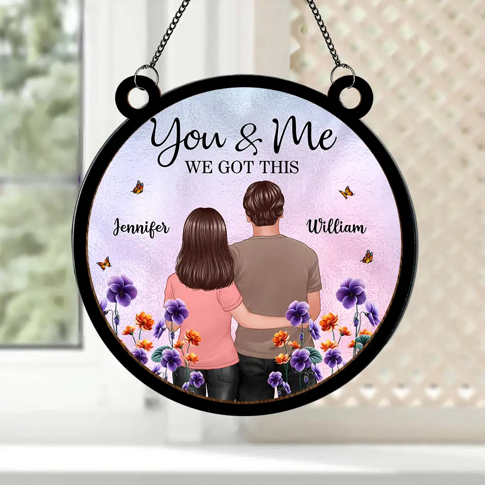 "You & Me, We Got This" Custom Ornament with Romantic Couple Illustration and Flowers – Ideal Gift for Lovers