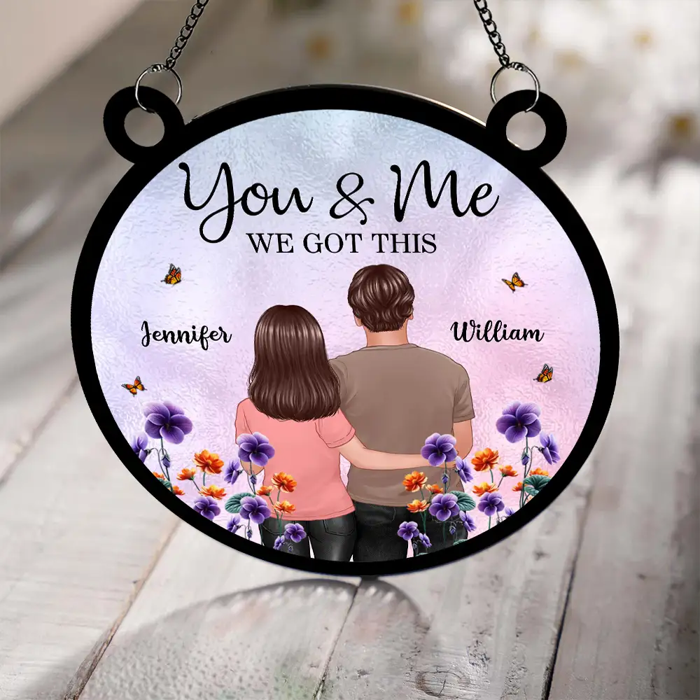 "You & Me, We Got This" Custom Ornament with Romantic Couple Illustration and Flowers – Ideal Gift for Lovers - Image 2