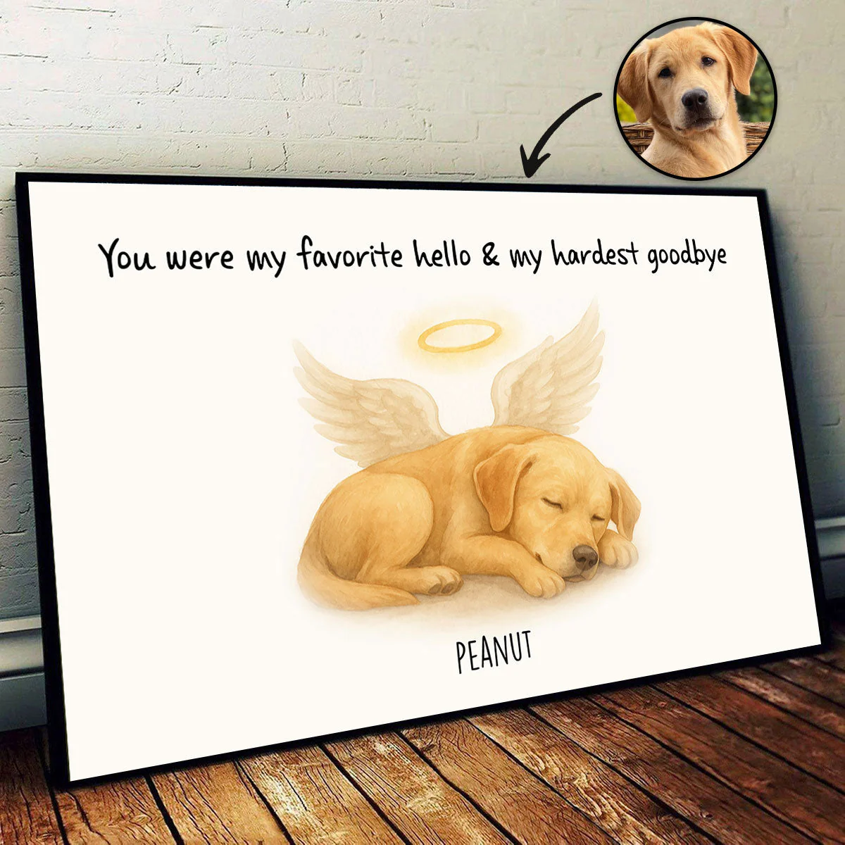 Pet Memorial Canvas with Sleeping Angel Pet – "You Were My Favorite Hello & My Hardest Goodbye" Personalized Wall Art - Image 10
