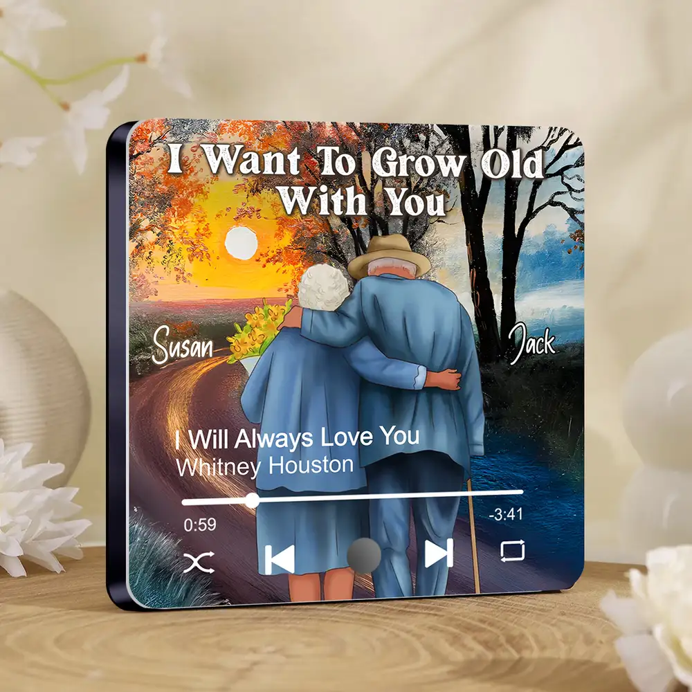 Growing Old Together Custom Acrylic Music Magnet – Personalized Couple Gift with Song, Names & Date