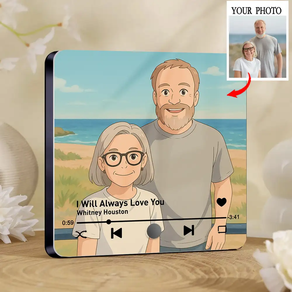 Ghibli-Style Couple Acrylic Music Magnet – Custom Photo & Song - Image 3