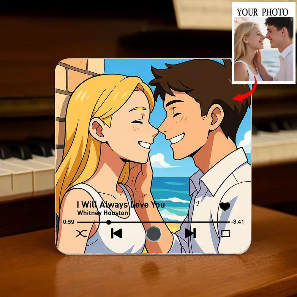 Pokémon-Style Couple Acrylic Music Magnet – Custom Photo & Song