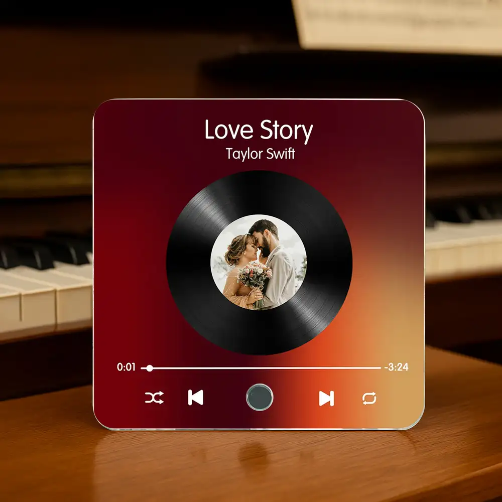 Personalized Acrylic Music Magnet with Couple Photo – Custom Song and Artist Name - Image 2