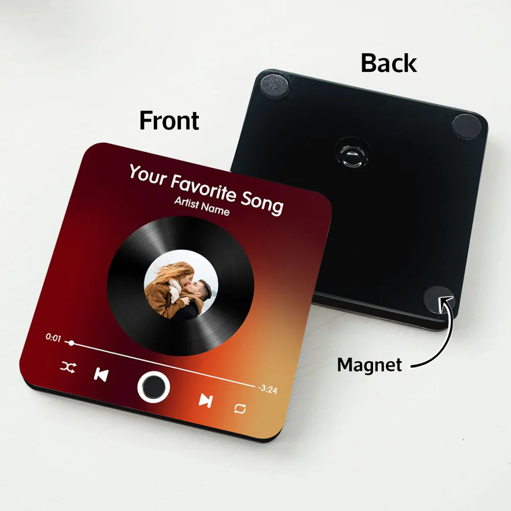 Personalized Acrylic Music Magnet with Couple Photo – Custom Song and Artist Name - Image 5