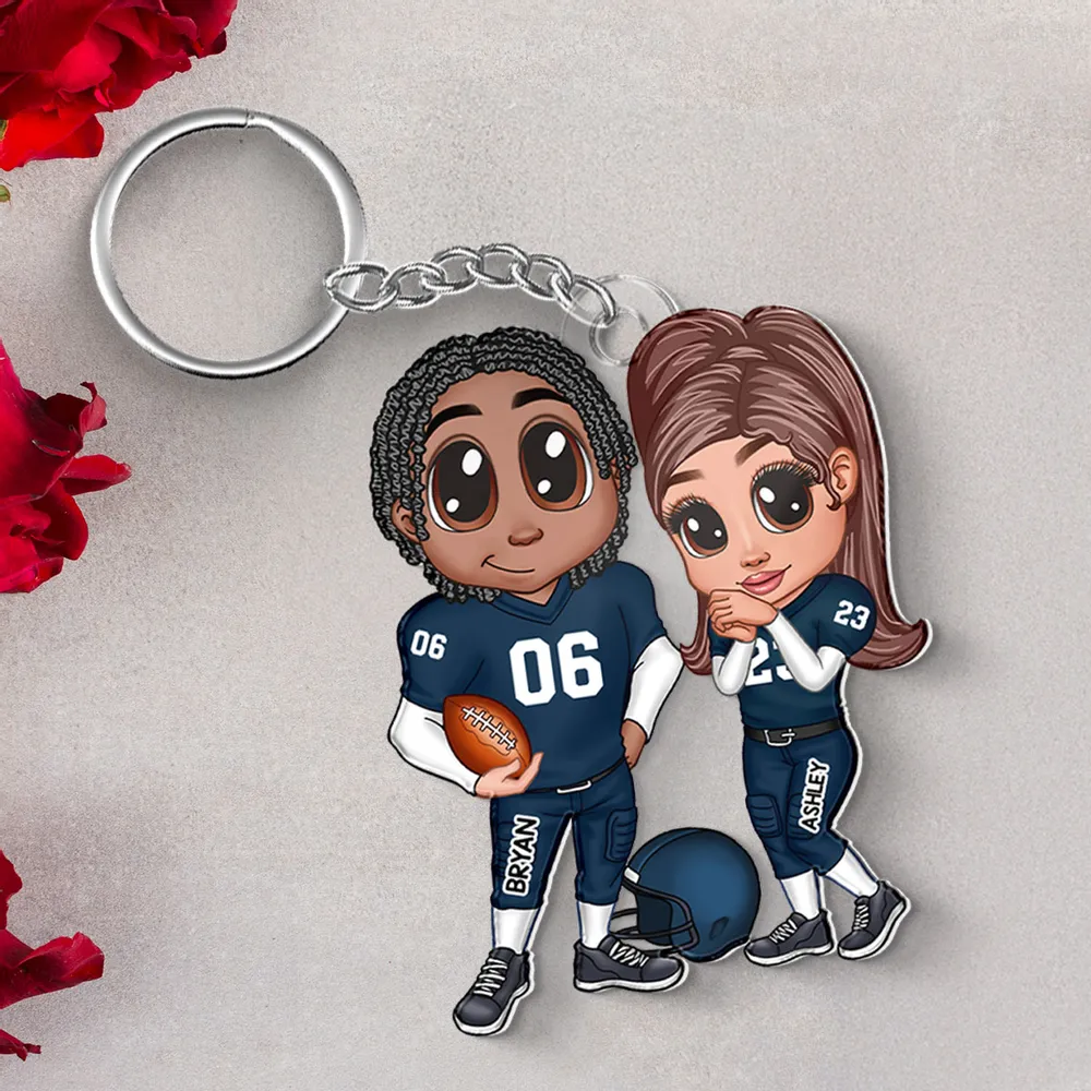 You’re My End-Zone Football Couple Acrylic Keychain – Y2K Style Personalized Gift - Image 2
