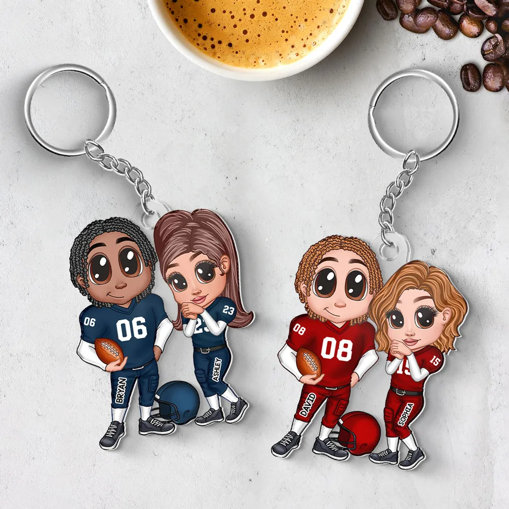 You’re My End-Zone Football Couple Acrylic Keychain – Y2K Style Personalized Gift - Image 3