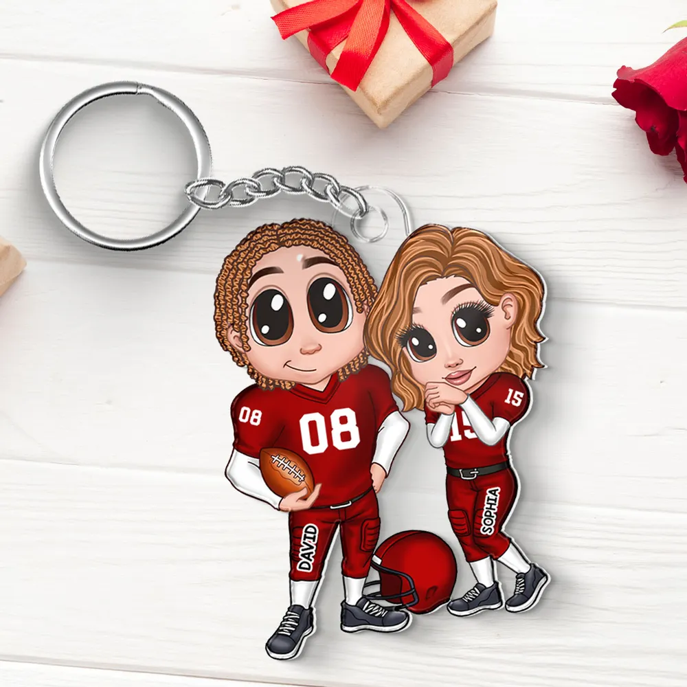 You’re My End-Zone Football Couple Acrylic Keychain – Y2K Style Personalized Gift - Image 7