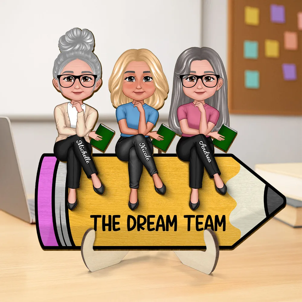 The Dream Team 2-Layer Wooden Plaque – Personalized Pencil-Shaped Teacher Appreciation Gift - Image 7