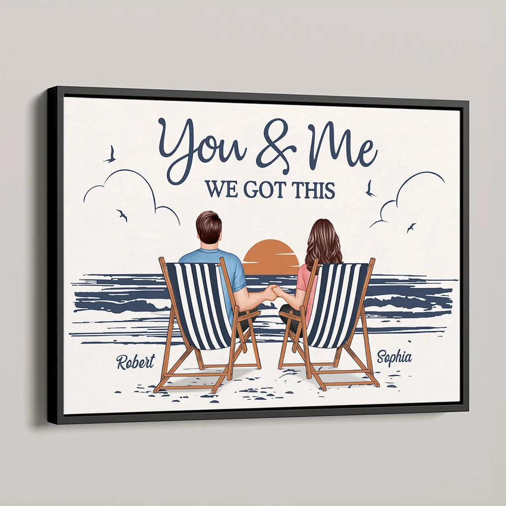"You & Me We Got This – Custom Line-Art Poster with Sunset Beach Scene" - Image 3