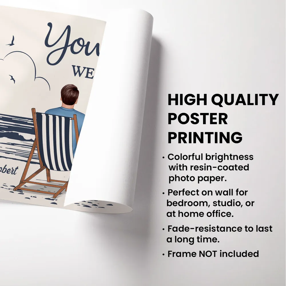"You & Me We Got This – Custom Line-Art Poster with Sunset Beach Scene" - Image 4