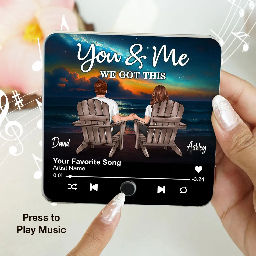 Romantic Fridge Magnet for Couples – Music Player Inspired Design with Personalized Date, Names & Song - Image 3