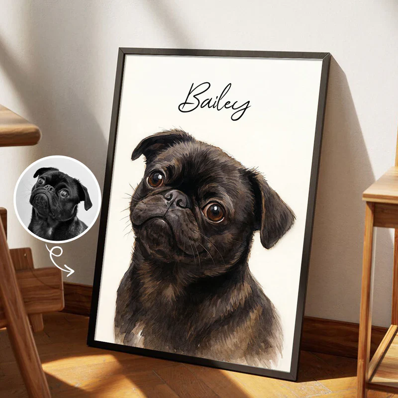 Custom Watercolour Pet Poster – Personalized Dog Portrait - Image 5