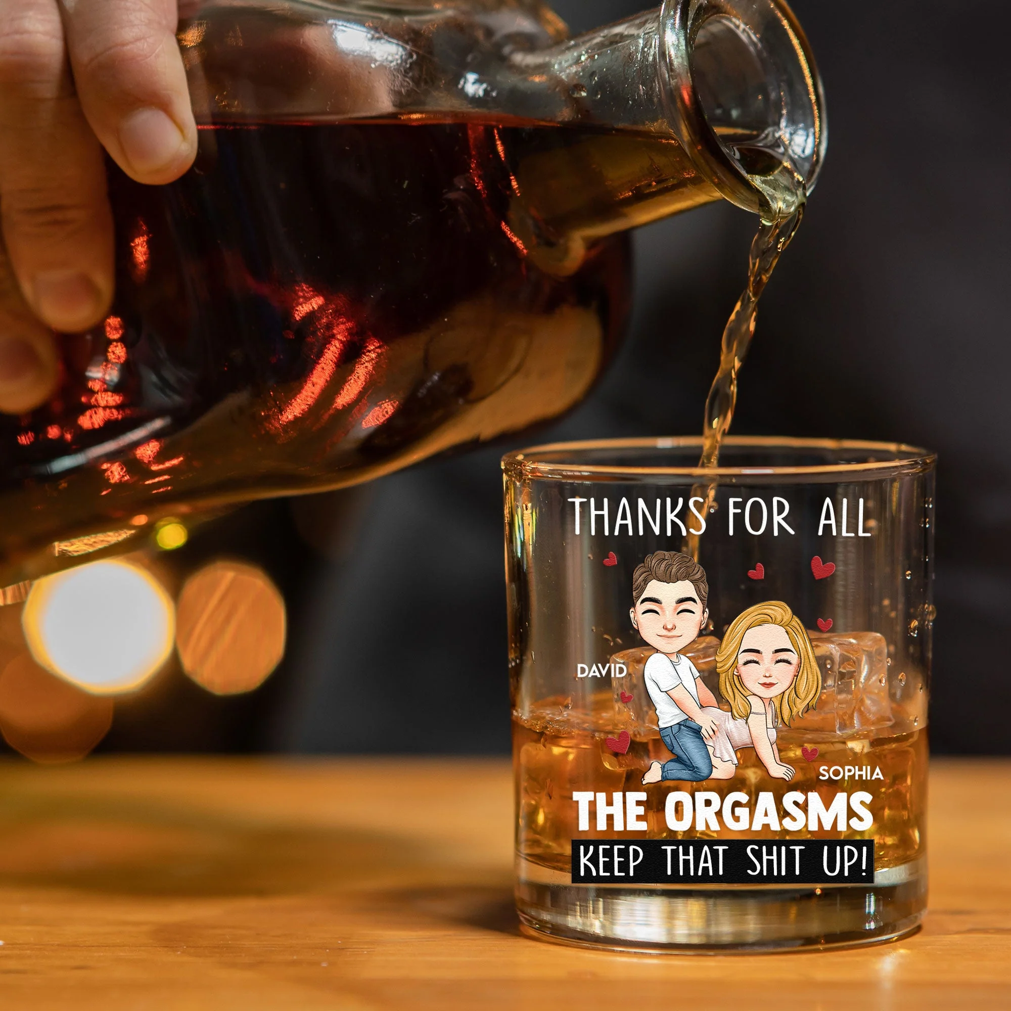 Funny Couple Cartoon Whiskey Glass Set - Personalized Gift Cup - Image 5