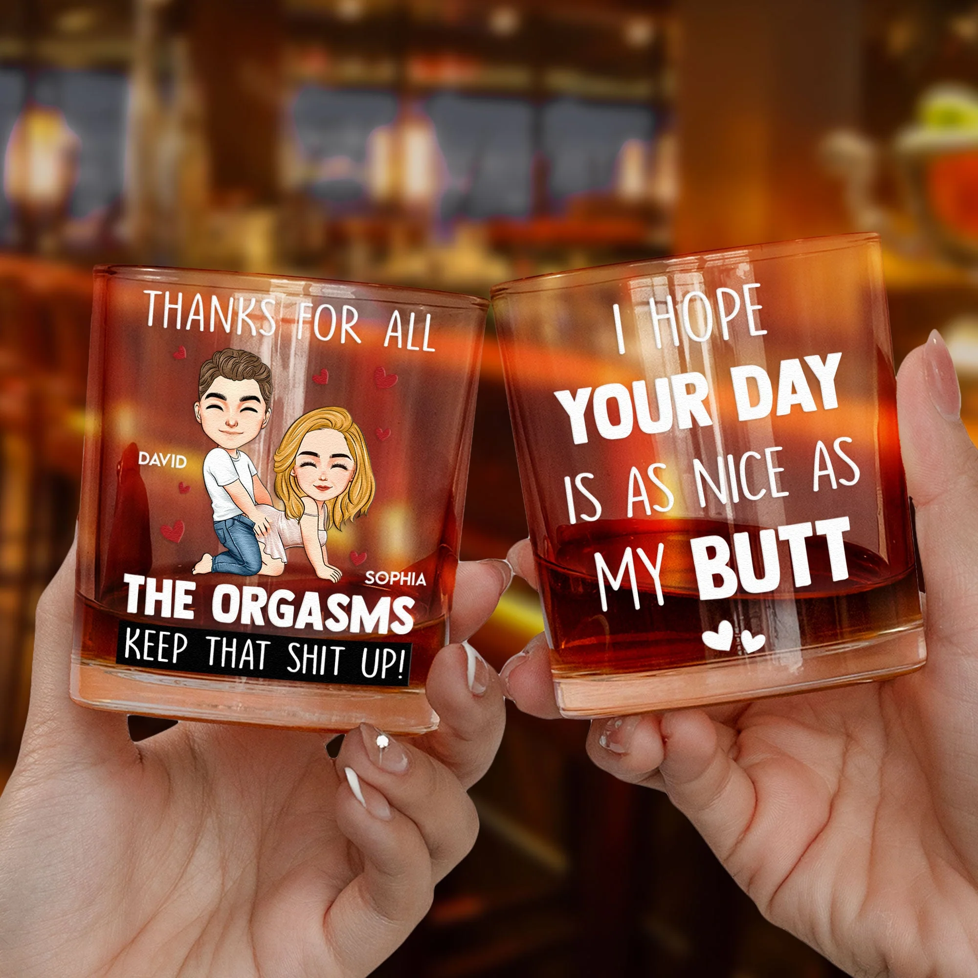 Funny Couple Cartoon Whiskey Glass Set - Personalized Gift Cup - Image 7