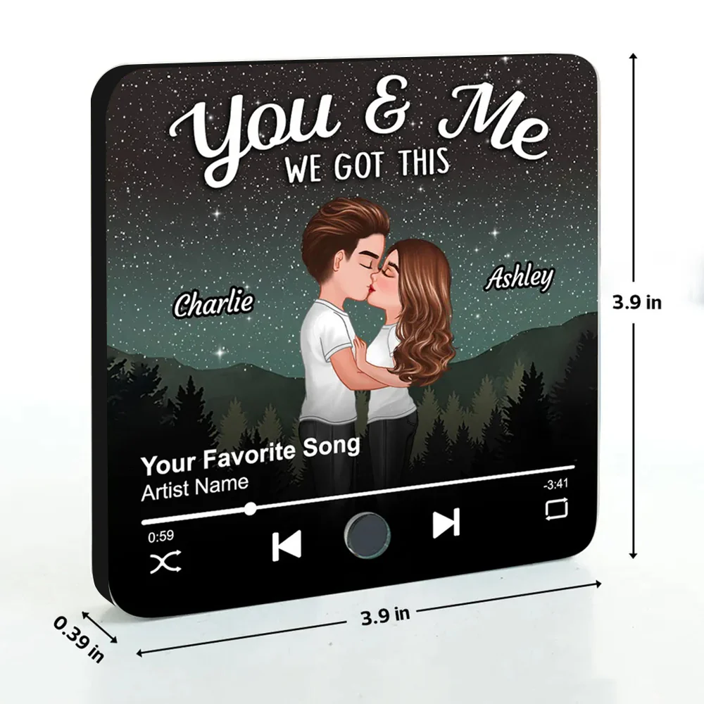 Personalized Couple Fridge Magnet – Romantic Starry Night Background with Favorite Song and Custom Names - Image 8
