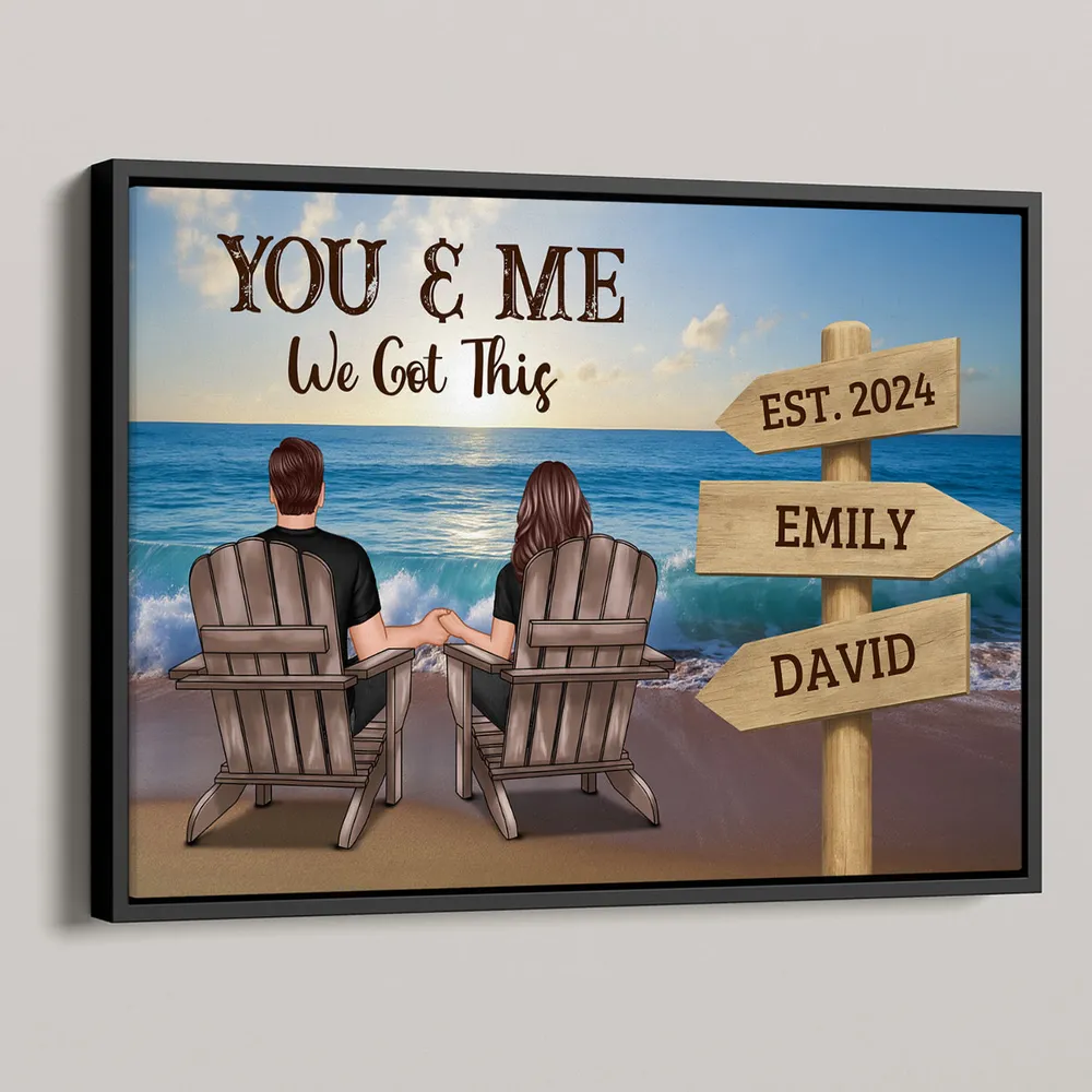 Custom Couple Poster – "YOU & ME" with Personalized Date and Beach Scene, Perfect Love Gift - Image 4