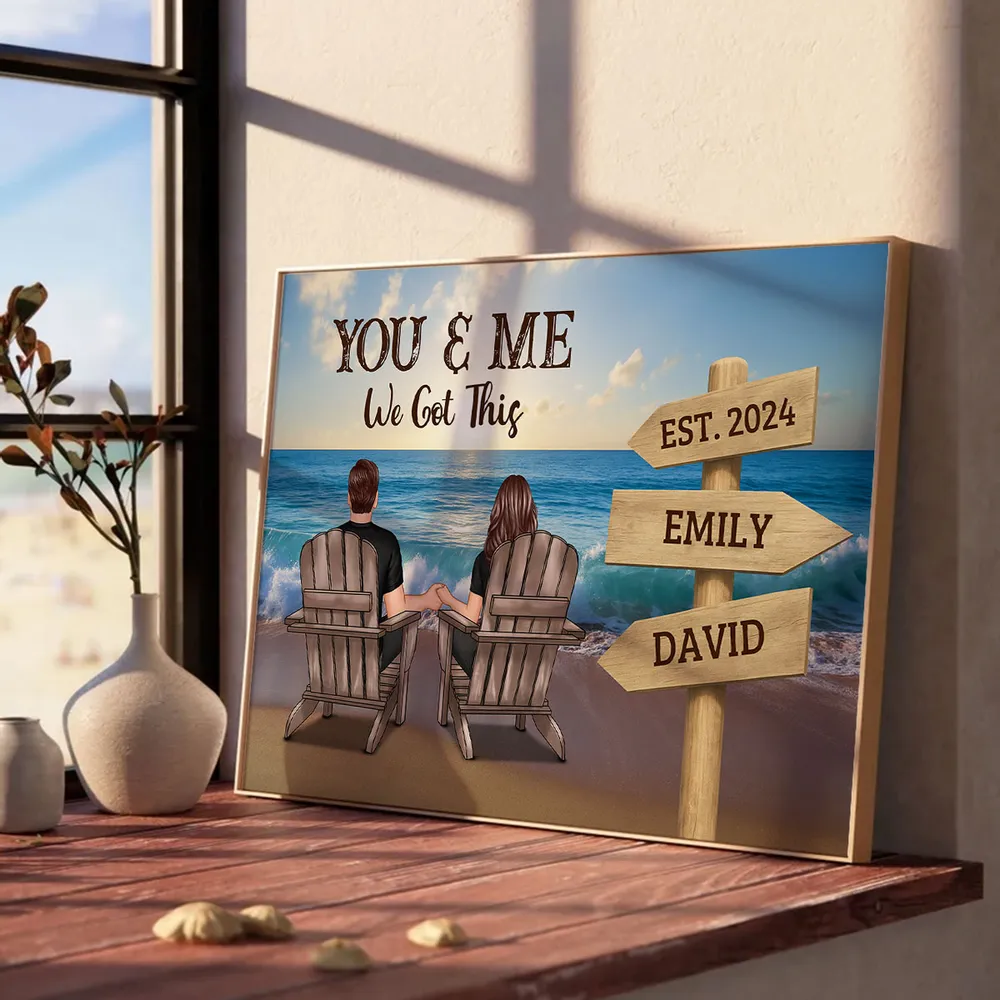 Custom Couple Poster – "YOU & ME" with Personalized Date and Beach Scene, Perfect Love Gift - Image 6