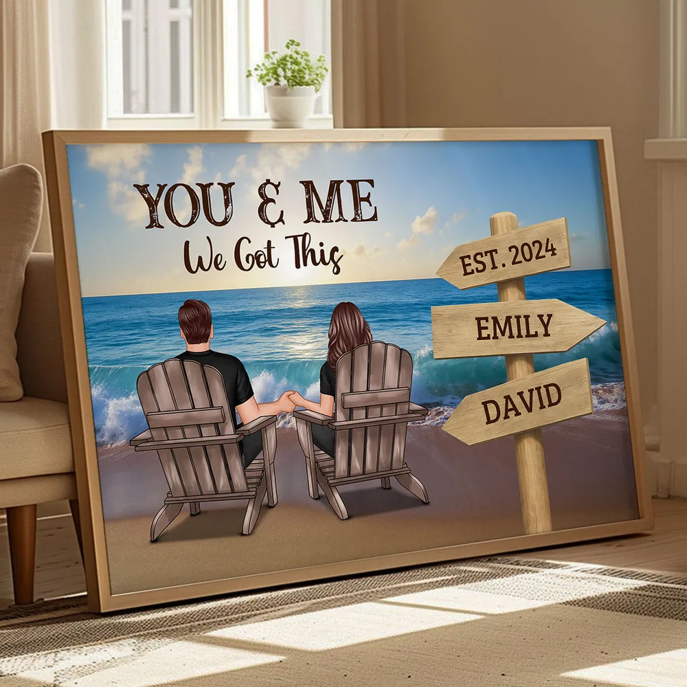 Custom Couple Poster – "YOU & ME" with Personalized Date and Beach Scene, Perfect Love Gift - Image 7