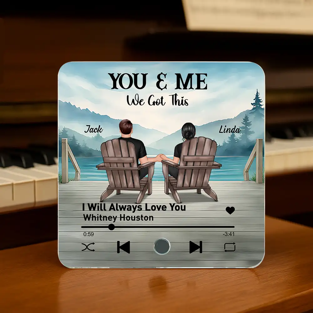 You & Me Mountain View Acrylic Music Magnet – Personalized Couple Gift with Custom Song and Names