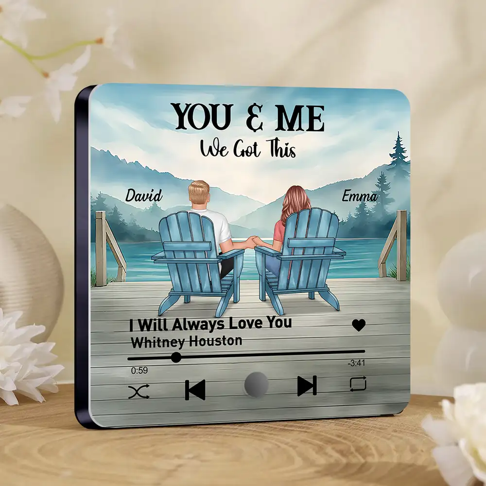 You & Me Mountain View Acrylic Music Magnet – Personalized Couple Gift with Custom Song and Names - Image 2