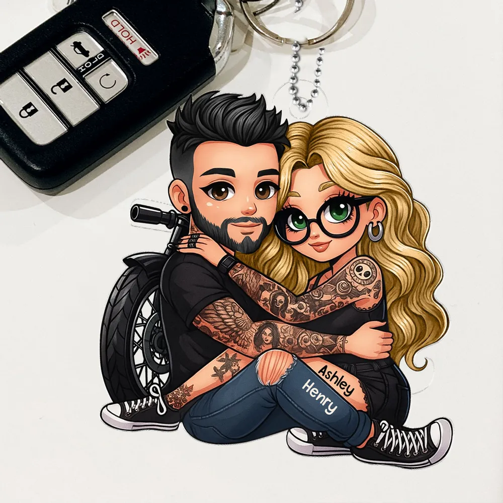 Ride Together Biker Couple Acrylic Car Hanger – Personalized Gift for Motorcycle Lovers - Image 2