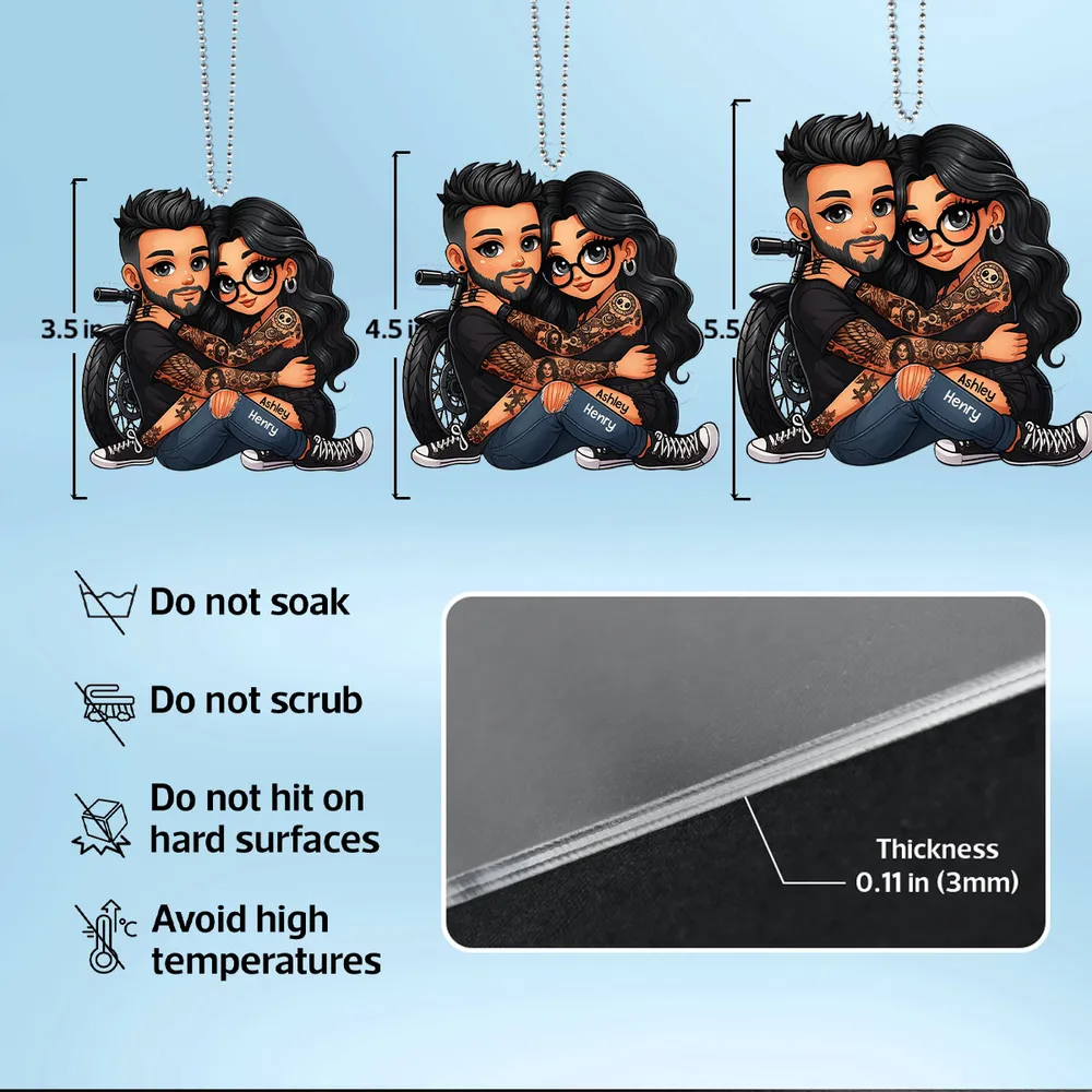 Ride Together Biker Couple Acrylic Car Hanger – Personalized Gift for Motorcycle Lovers - Image 6